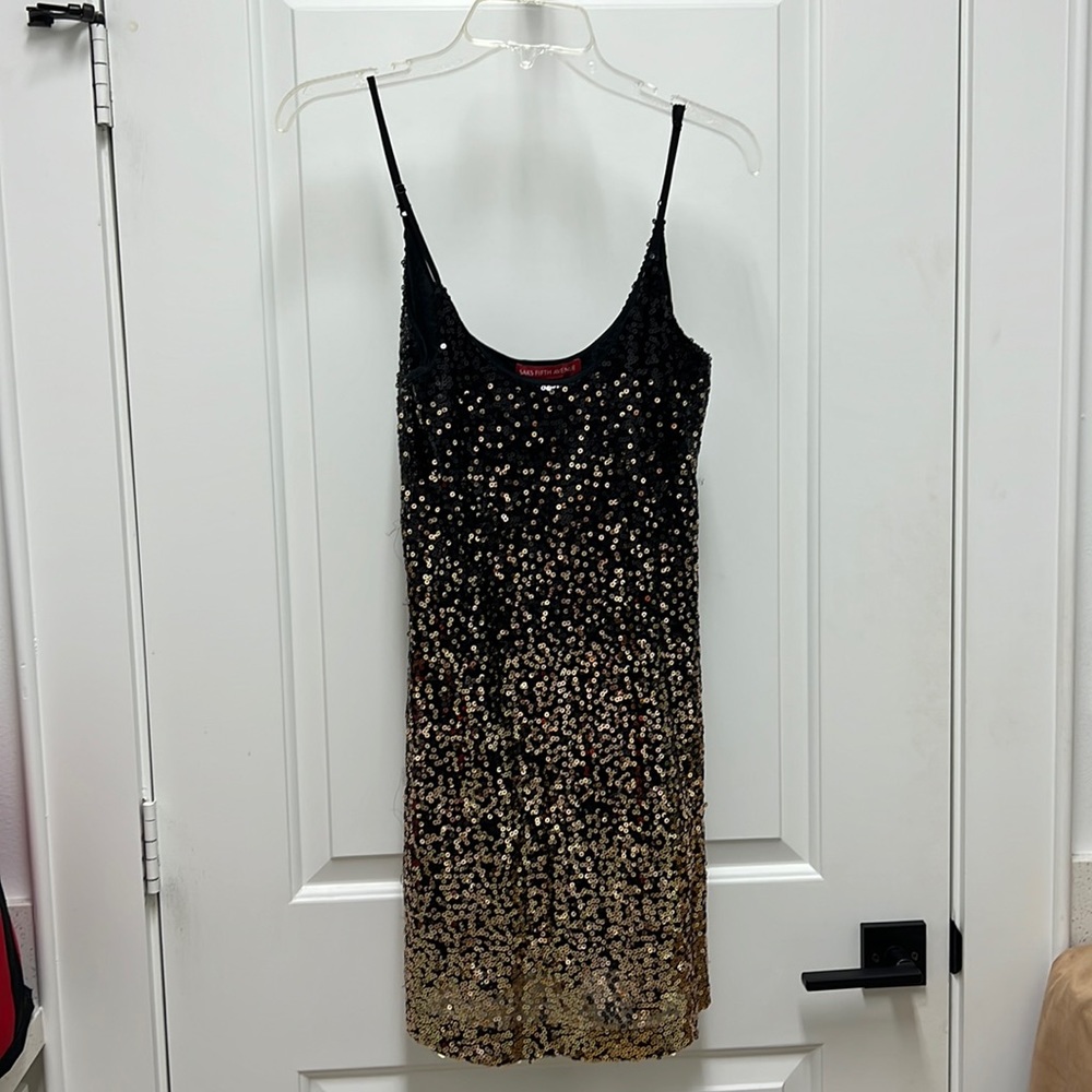 SAKS Gold & Black Sequin Dress
